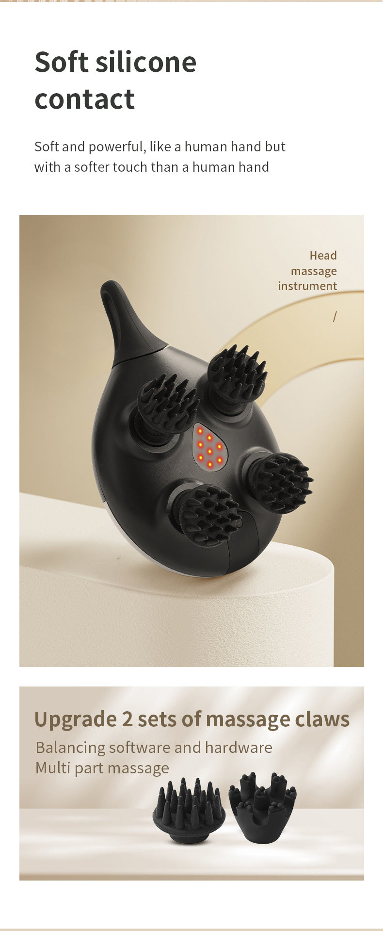 Intelligent 3D Electric Head & Scalp Massager - 7 Massage Techniques, IPX7 Waterproof, Rechargeable(Purple)