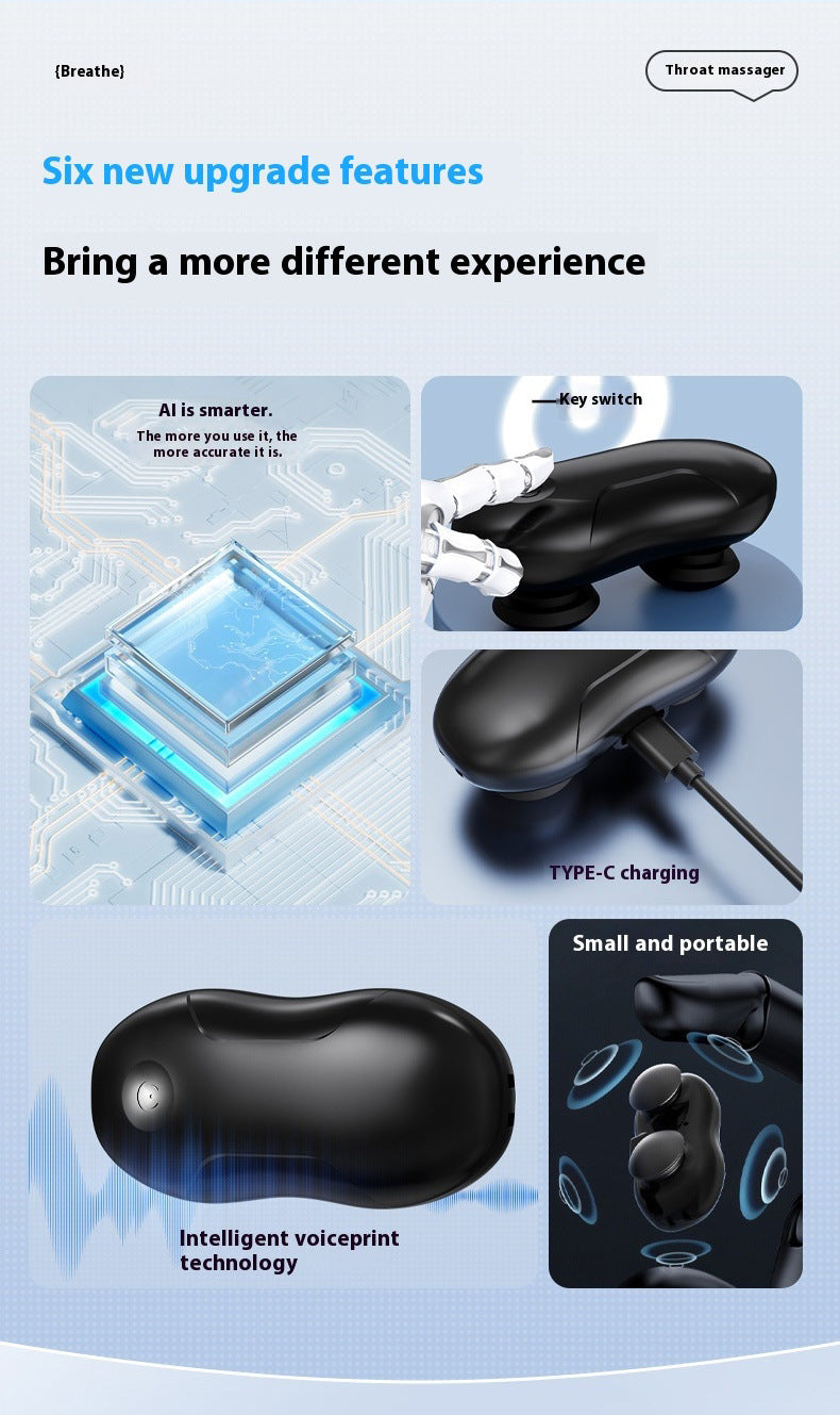 Smart Anti-Snoring Throat Massager - AI-Powered Vibration Sleep Aid, USB-C Rechargeable & Portable(black)