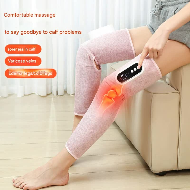 Rechargeable Air Compression Leg Massager with Heat Therapy for Knee & Calf Relief(pink-Double)