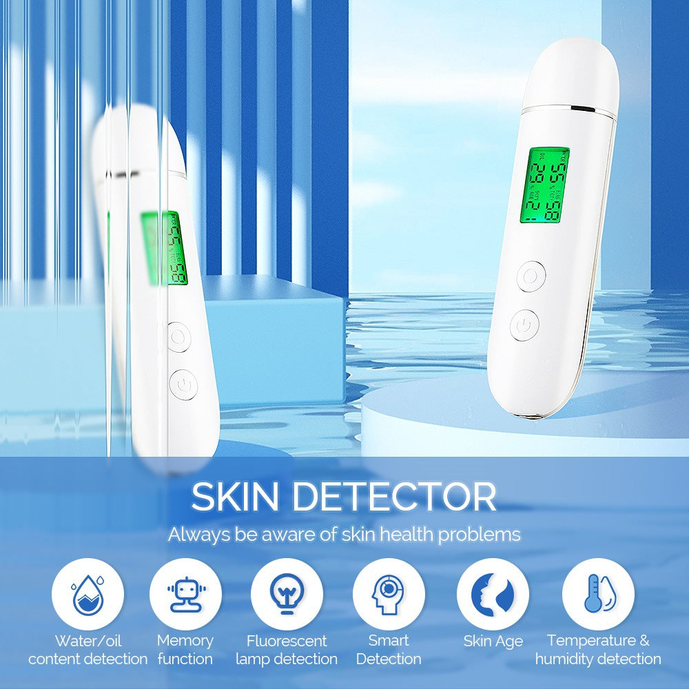 Smart Skin Analyzer with Multi-Function Detection - Measures Hydration, Oil, Elasticity, Skin Age & Fluorescent Agent Test(White)