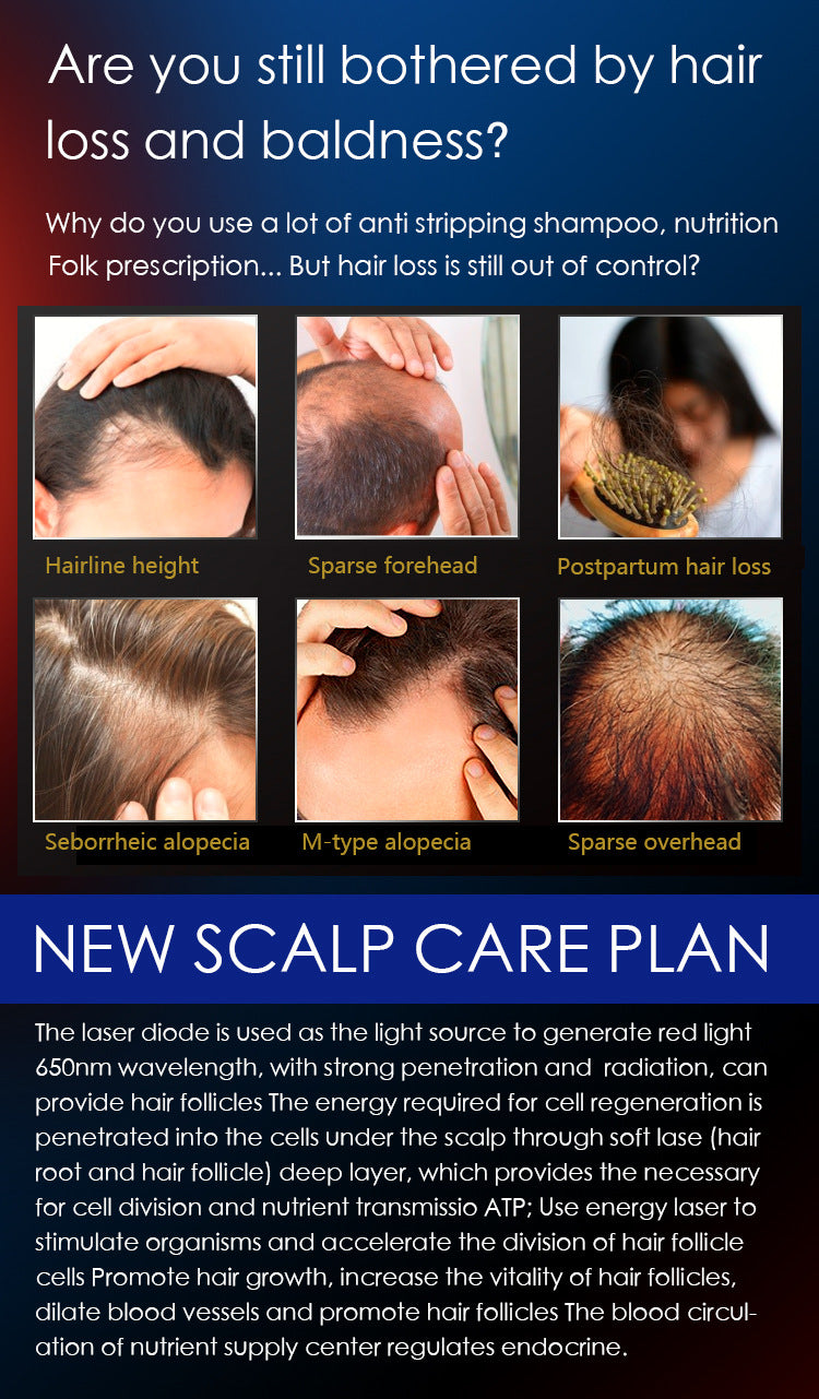 Advanced 4-in-1 Hair Growth Comb with LLLT, RF, EMS & Vibration Massage(White)