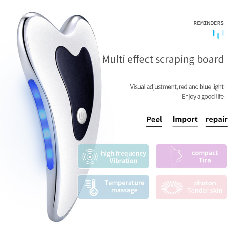 Electric Gua Sha Facial Massager with Heat, Vibration & LED Light Therapy - 4-in-1 Scraping Tool for Face Lifting, Skin Tightening & Anti-Wrinkle(White)