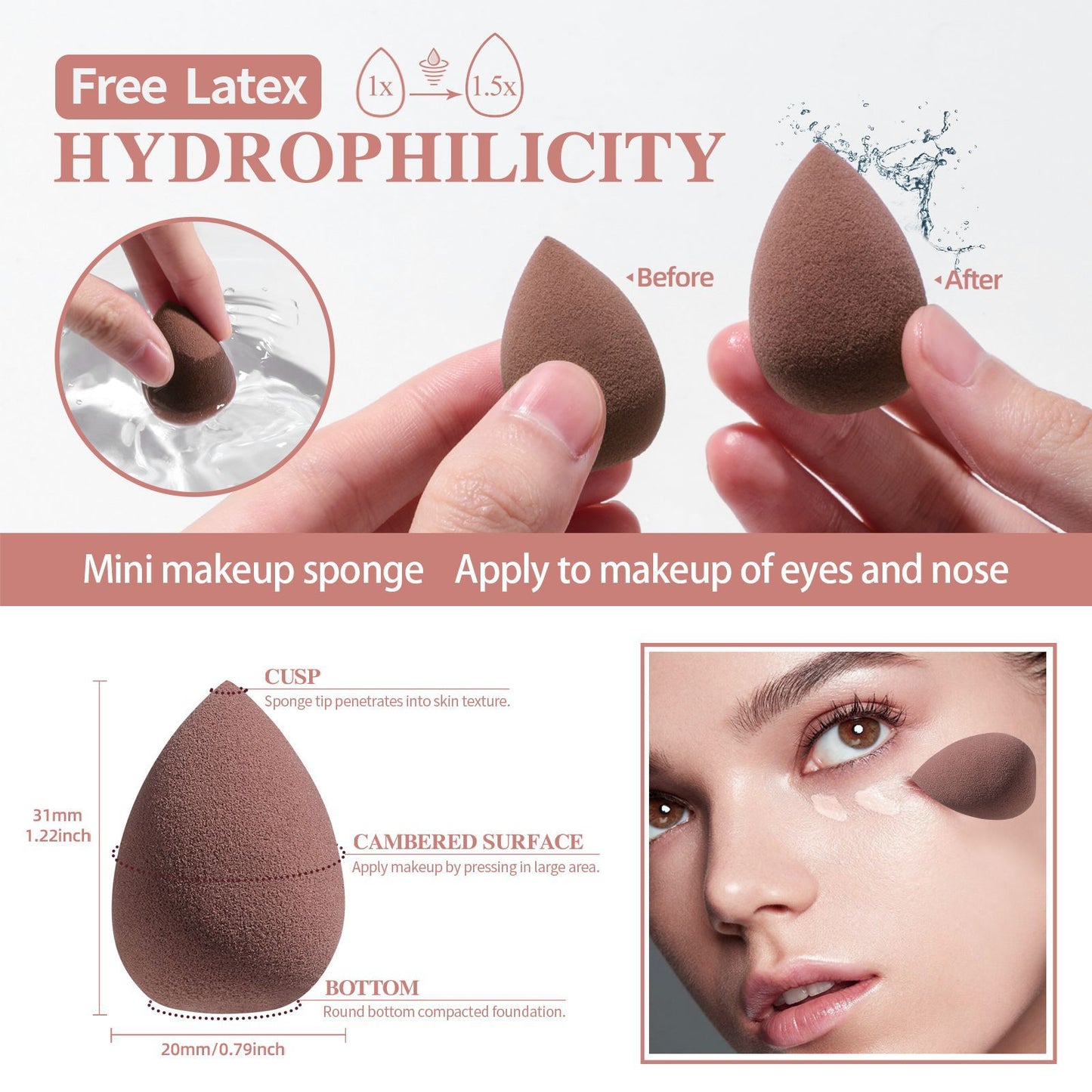 All-in-One Portable Makeup Brush Kit with LED Mirror Travel Case, Sponges & Applicators(pink)