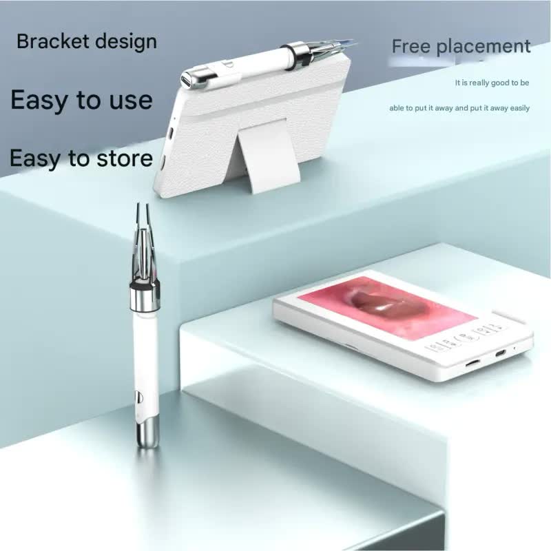 All-in-One Wireless Visual Ear Cleaner Kit with 4.3" IPS Display Screen(white)