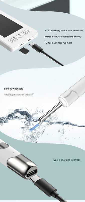 All-in-One Wireless Visual Ear Cleaner Kit with 4.3" IPS Display Screen(white)