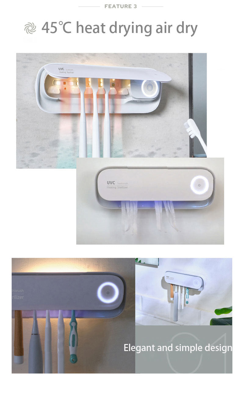 Smart UVC Toothbrush Sterilizer & Holder with Heat Drying, Radar Sensor Night Light(white)