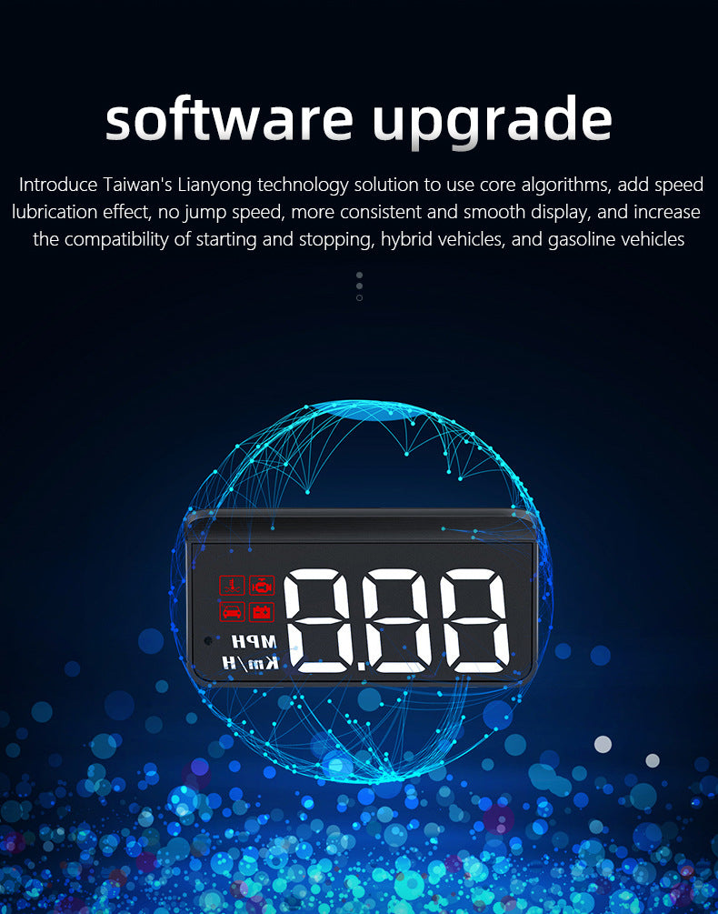 Compact OBD2 Car Head-Up Display (HUD) - Digital Speedometer with 5 Alarm Functions & Adaptive Brightness(black)