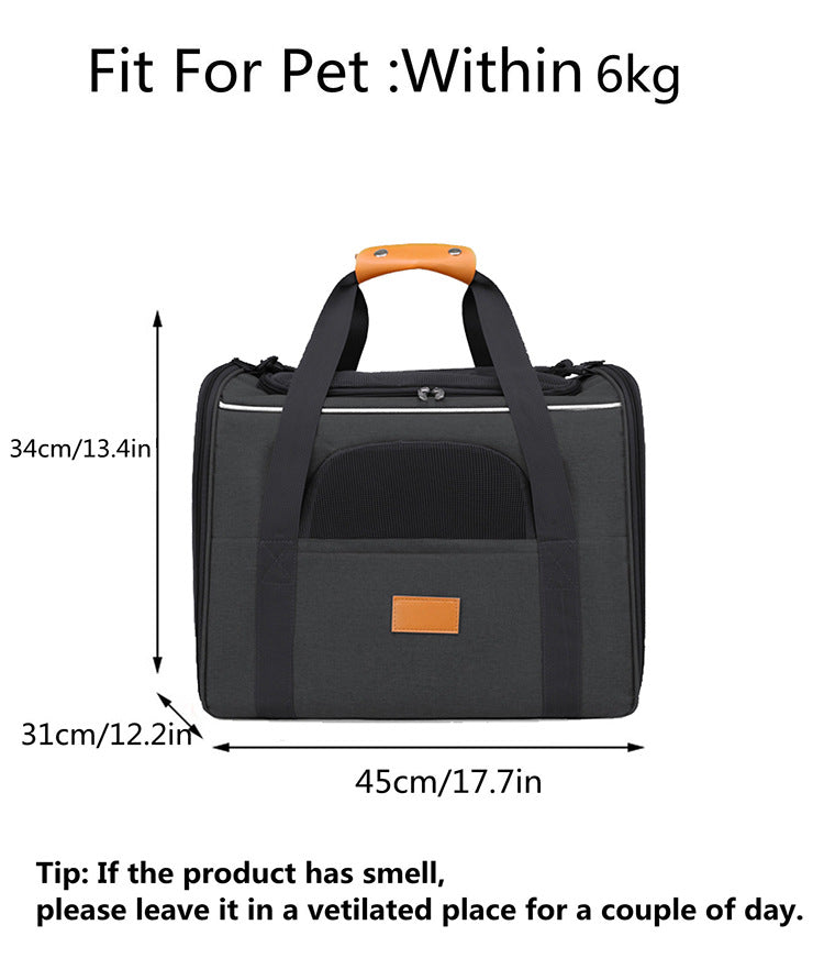 Foldable Soft-Sided Pet Carrier for Travel - Fits Cats & Small Dogs Under 6kg, with Removable Plush Bed & Shoulder Strap(black)
