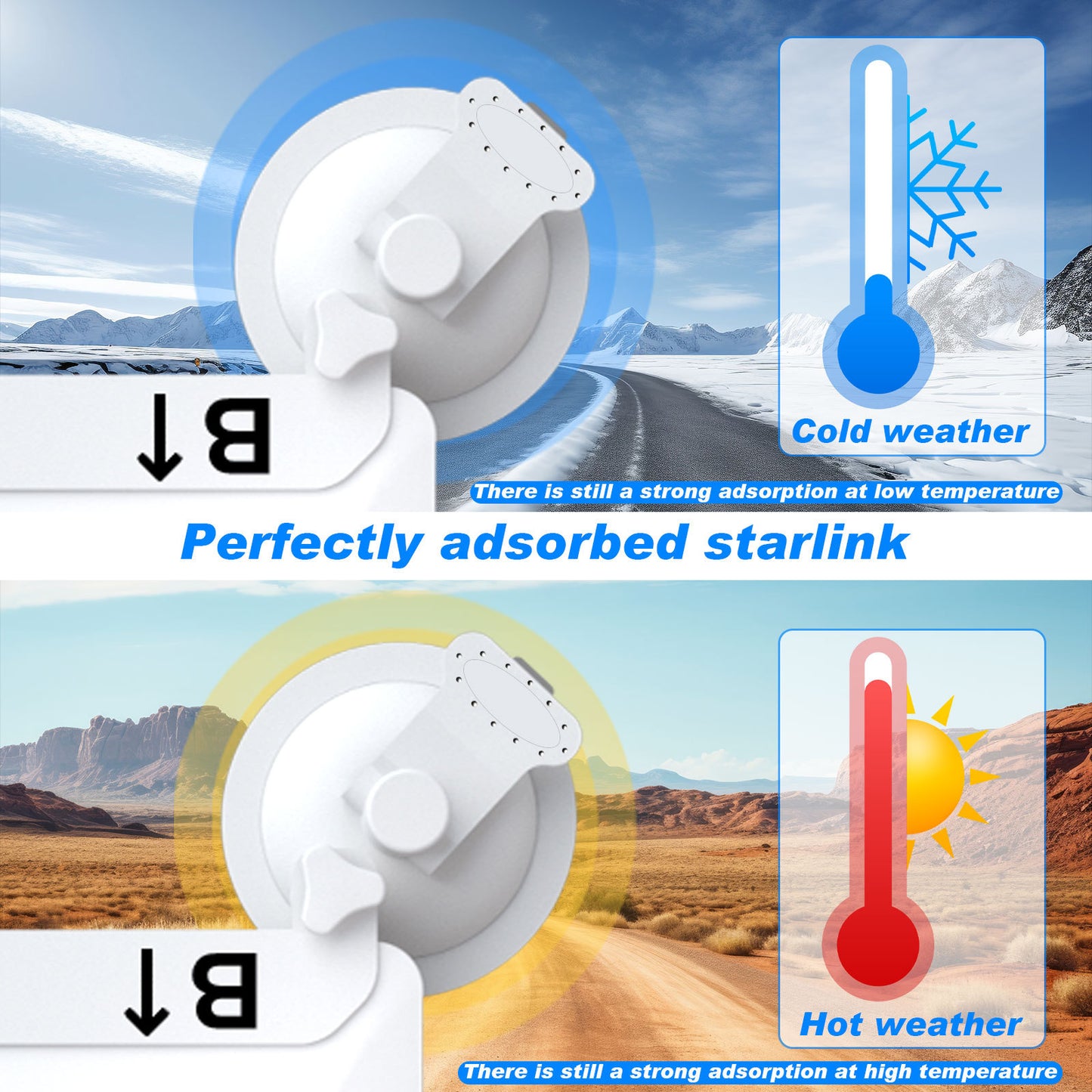 White Heavy-Duty Suction Cup Mount for Starlink Mini - All-Weather Car, RV & Boat Bracket