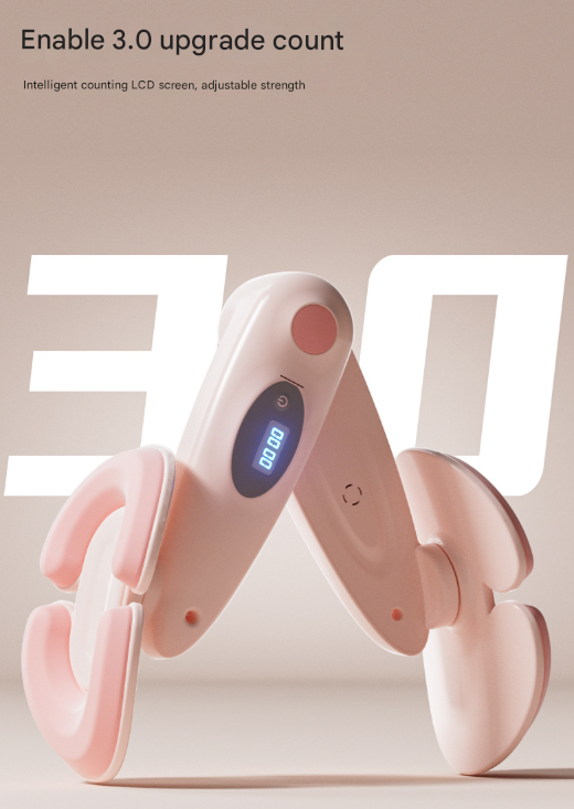 Grey Smart Kegel & Thigh Master with Digital Counter - Adjustable Pelvic Floor Trainer for Women's Home Workout