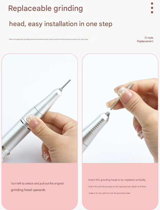 Pink Professional Rechargeable Nail Drill Machine - 45000RPM Portable E-File Kit for Acrylic, Gel, Polishing & Manicure