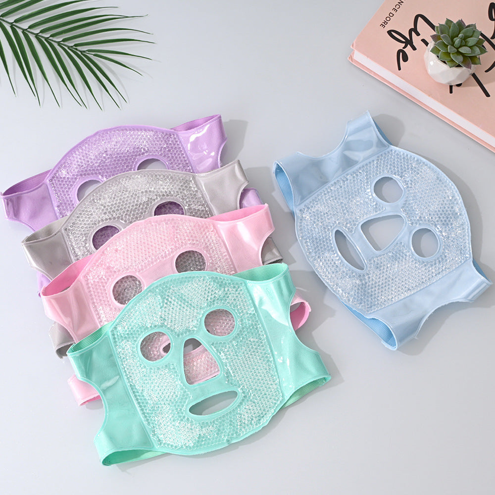 Blue Reusable Cooling Gel Bead Face Mask and Eye Mask Set - Soothing Therapy for Puffy Eyes, Headaches and Facial Relaxation