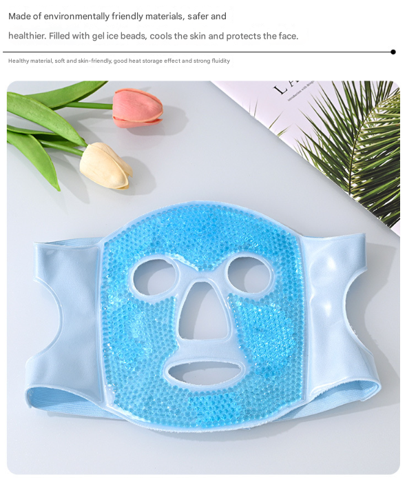 Green Reusable Cooling Gel Bead Face Mask and Eye Mask Set - Soothing Therapy for Puffy Eyes, Headaches and Facial Relaxation
