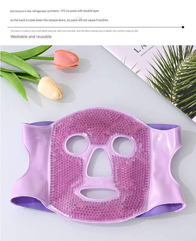 Grey Reusable Cooling Gel Bead Face Mask and Eye Mask Set - Soothing Therapy for Puffy Eyes, Headaches and Facial Relaxation