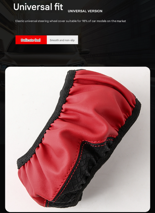 2-Pack (Type A + Type B) Brown And Black Sporty Carbon Fiber Leather Steering Wheel Cover - Universal 38cm Easy-Fit Elastic Grip