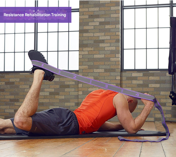 Blue and Purple 9-Loop Yoga Stretch Strap - Numbered Band for Flexibility and Physical Therapy