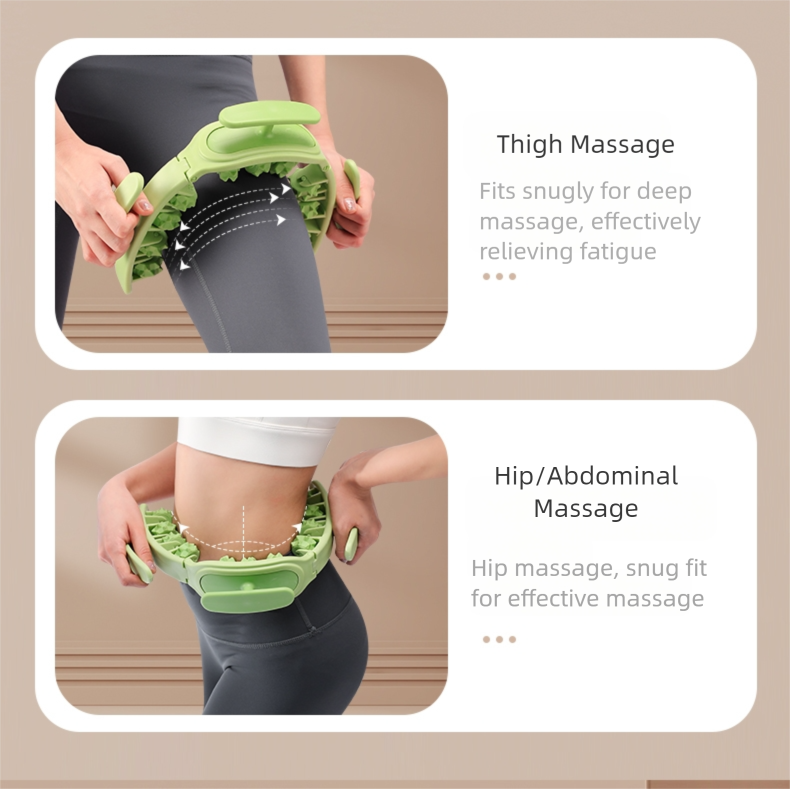 Green Removable Adjustable Wrap-Around Muscle Roller - 11-Wheel Deep Tissue Massager for Legs, Arms & Body