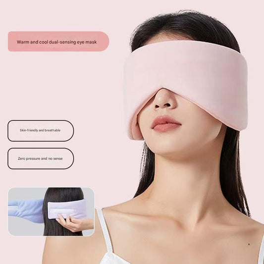 Pink Reversible All-Season Sleep Mask - Cooling & Warming with Sound Muffling Ear Covers Function
