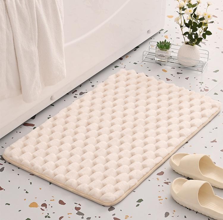 Plush Cobblestone Memory Foam Bath Mat - Super Absorbent, Non-Slip & Machine Washable(Beige 50*80㎝)