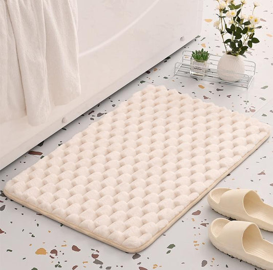 Plush Cobblestone Memory Foam Bath Mat - Super Absorbent, Non-Slip & Machine Washable(Beige 50*80㎝)
