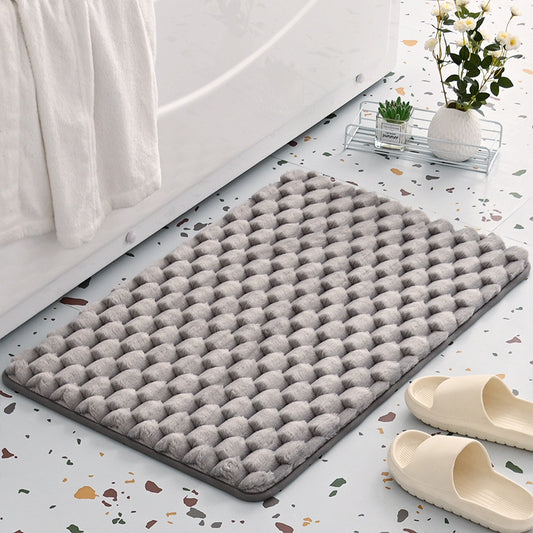Plush Cobblestone Memory Foam Bath Mat - Super Absorbent, Non-Slip & Machine Washable(Gray 50*80㎝)